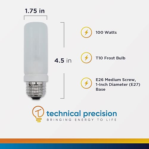 Miniatura 2 de Technical Precision Bombilla halógena de 100 W y 120 V de repuesto para Osram Sylvania 18893 T10 bombilla de doble sobre  Base de tornillo mediana