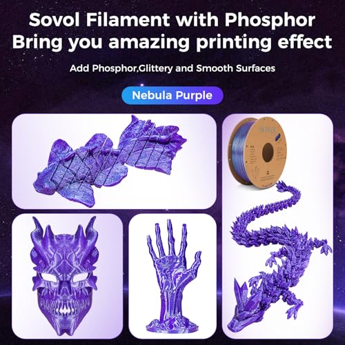 Image of Sovol Silk PLA Filament with Blue Glitter 1kg 1.75mm, Color Changeable 3D Printer Filament 2.2lbs, Chameleon Shiny PLA Material + /-0.03mm, Shimmering 3D Printing Filament, Nebula Purple