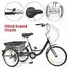 innytund Adult Tricycles 20'' inch Tricycle for Adults 3 Wheels Cruiser Bike 8 Speed Adult Trik Bike Cargo Trike with Basket and Mudguard, Cycling Bike for Outdoor Sports Shopping, Black #2