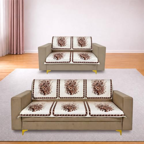 Image of Homerz Premium 'Luxe Series' Holland Velvet Sofa Cover | Smooth Finish | Anti-Skid Fleece Backing | Soft Touch Couch Protector for Living Room (Rust, 5 (3+2) Seater, Seat Cover with Backrest)