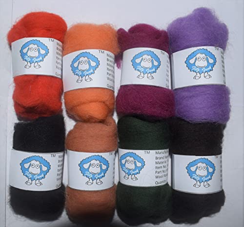 Image of SRI FILZ FUNK Set of 8 Bright Wool Roving Fibers - Medium Weight Wool for Needle Felting, Hand Spinning, Wet Felting & DIY Crafts | Vibrant Color Assortment for Art Projects & Handmade Gifts