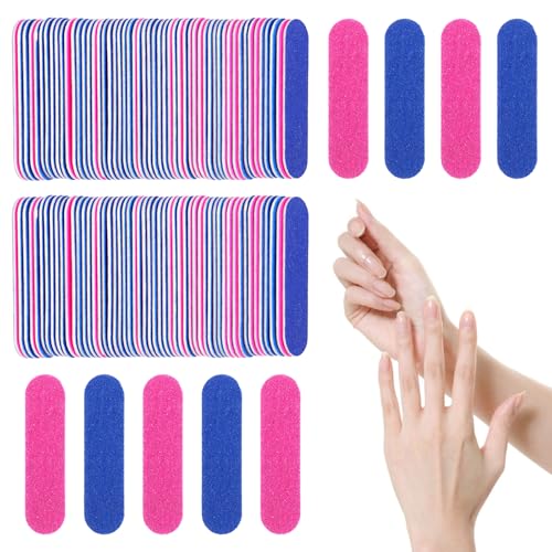 HonGien100Stück Mini Nagelfeilen 180/240 Grit Doppelseitige Professionelle Care Nagelfeilen Profi Nagel Feilen Gerade Körnung für Maniküre Shop Nagelstudio Zuhause Nagelpflege
