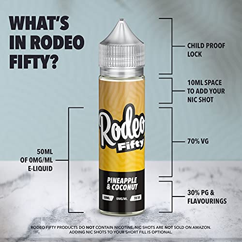 Rodeo-50ml-Pineapple-Coconut-Vape-Juice-E-Liquid-for-E-Cigarettes-Shortfill-Bottles-for-E-Cig-All-Day-Vaping-No-Nicotine-0mg-Vape-Liquid-with-Unique-Flavours-Single