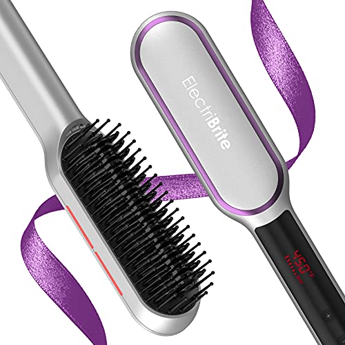 Hair Straightener Brush, Electric Hair Straightening Brush Hot Flat Iron with Ionic & Fast Heating Create Professional Salon at Everywhere Suitable All Women Hair Type