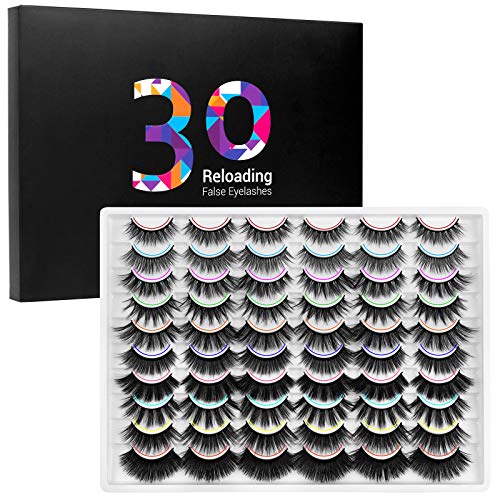 DYSILK 30 Paare Falsche Wimpern 6D Flauschige Wimpern Dicke Künstliche Wimpern Wiederverwendbare Verschiedener Stile Weiche Wimpern - 10 Stile Gemischt Cover