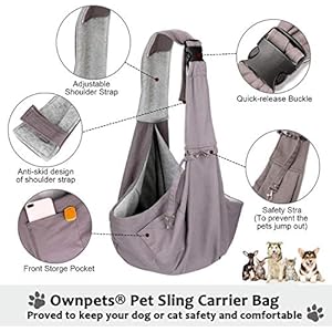   OWNPETS-Pet-Sling-Carrier-Pet-Sling-Carrier-Bag-SafeFit-1015lb-CatsDogs-Comfortable-Adjustable-Perfect-for-Daily-Walk-Outdoor-Activity-and-Weekend-Adventure