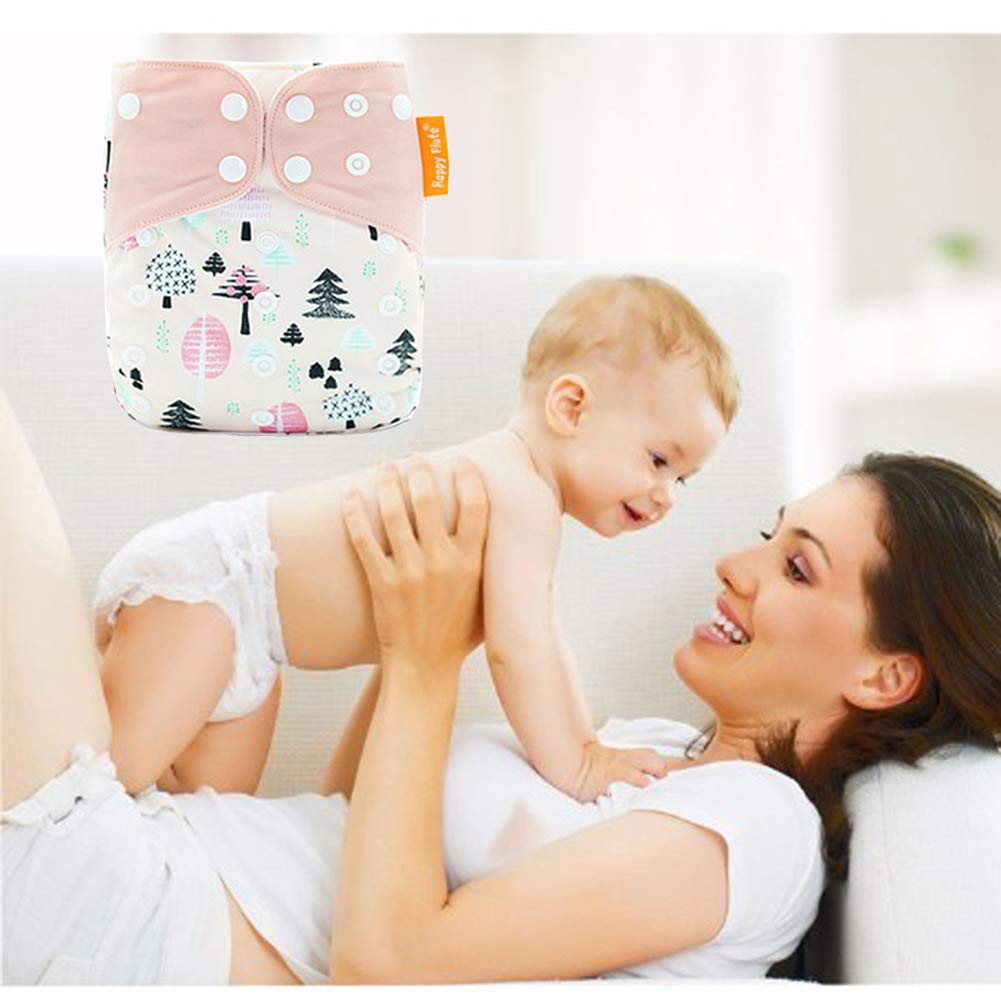 Couches lavables pour bébé Couches réutilisables pour bébé Insérez une couche de poche tout-en-un pour la plupart des bébés et des tout-petits (Rose clair, Oiseau)