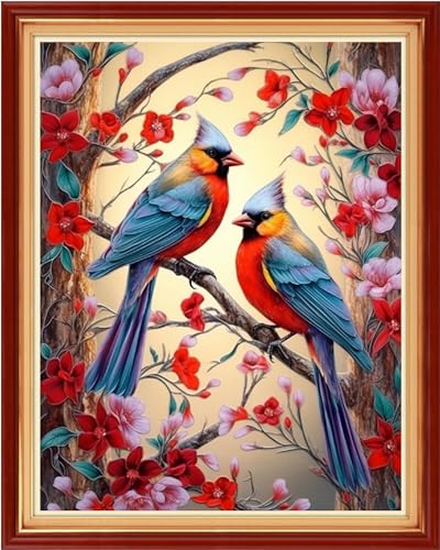 Image of Dimxvean Stamped Cross Stitch Kits,Cross Stitch Kits for Adults Beginners,Embroidery Kits Full Range of Cross Stitch Stamped Kits Needlepoint Kits Cross Stitch Patterns-Flower Birds 16x20 inch
