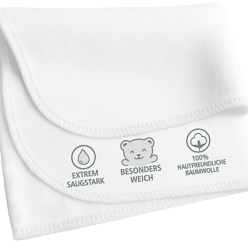 Clinotest Moltonwindeln weiß in 40x40 cm -100% Baumwolle & Kochfest, Oeko TEX Zertifiziert, als Unterlage/Schnuffeltuch/Spucktuch oder als Dreieckstuch verwendbar