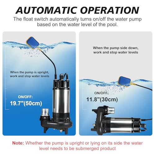 Nlieopda HAUS0-029 1Hp Sewage Grinder Pump Submersible Effluent Pump, Sump Pump 110V 6400Gph thumb #4
