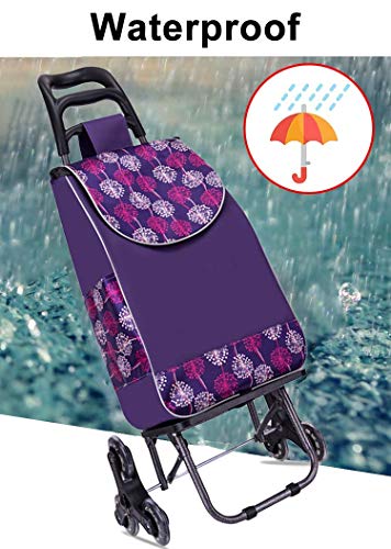 WLKINF Einkaufstrolley, tragbar, zusammenklappbar, leicht, Treppenkletterwagen, mit dreieckigem Kristallrad, für 110… – Bild 5