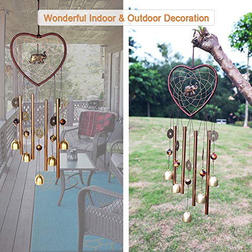 Promise Yo Elephant Wind Chimes Outdoor, Heart Wind Chimes Indoor Dream Catcher Wind Chimes Outdoor Bell Wind Chimes Mom Windchime For Garden, Yard, Patio, Home, Room, Window Décor (Heart-Elephant) #TOP2