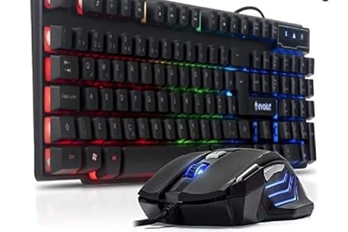 Kit Gamer Teclado Semi Mecanico Gamer Iluminado, Mouse Gamer Com Led USB 3200DPI, 7 Botões