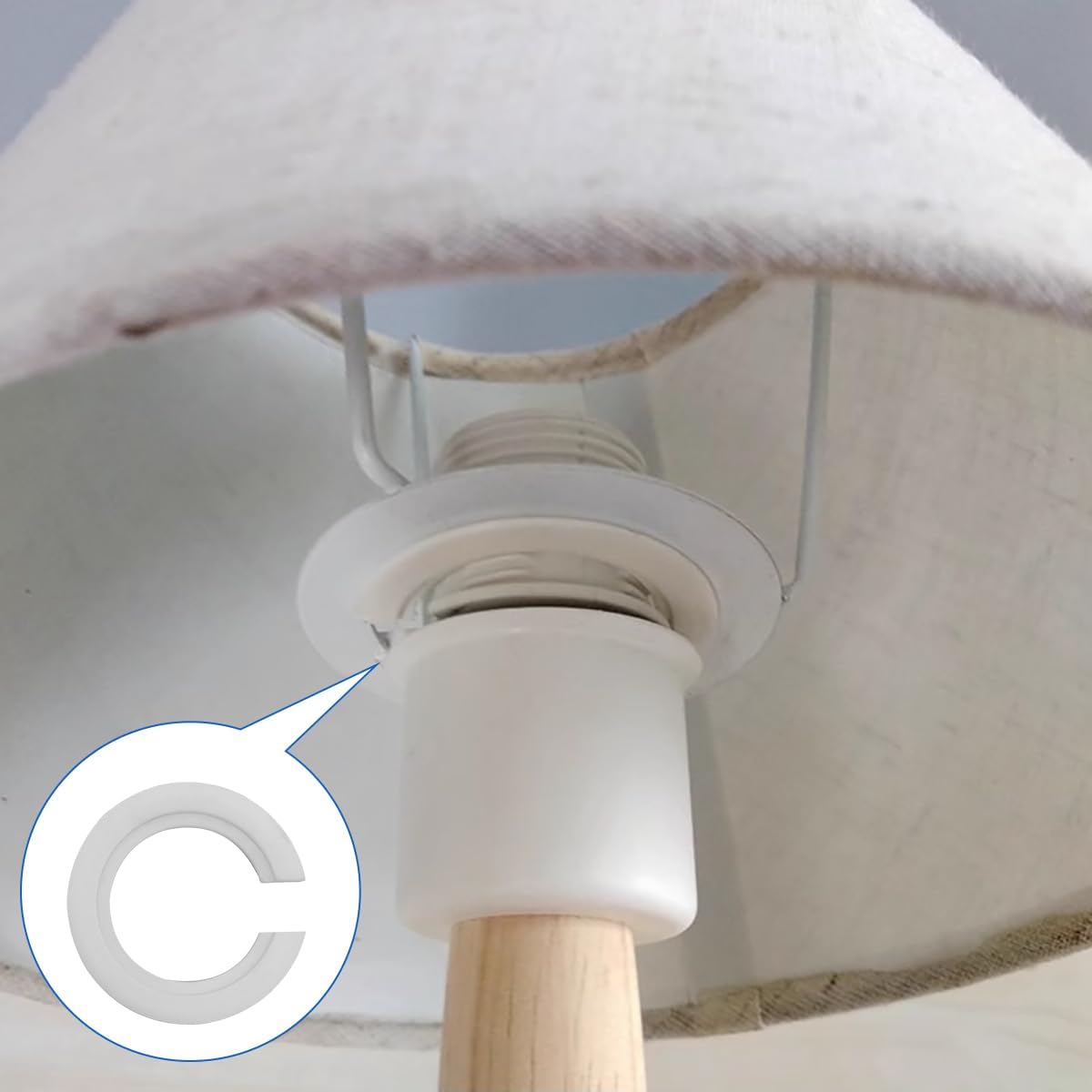 12 Pack E27 to E14 Lamp Shade Adapter Ring, Screw Lamp Shade Reducer Washer, 42mm to 29mm Lampshade Converter Ring Plastic Light Shade Replacement Parts, 2 Colors