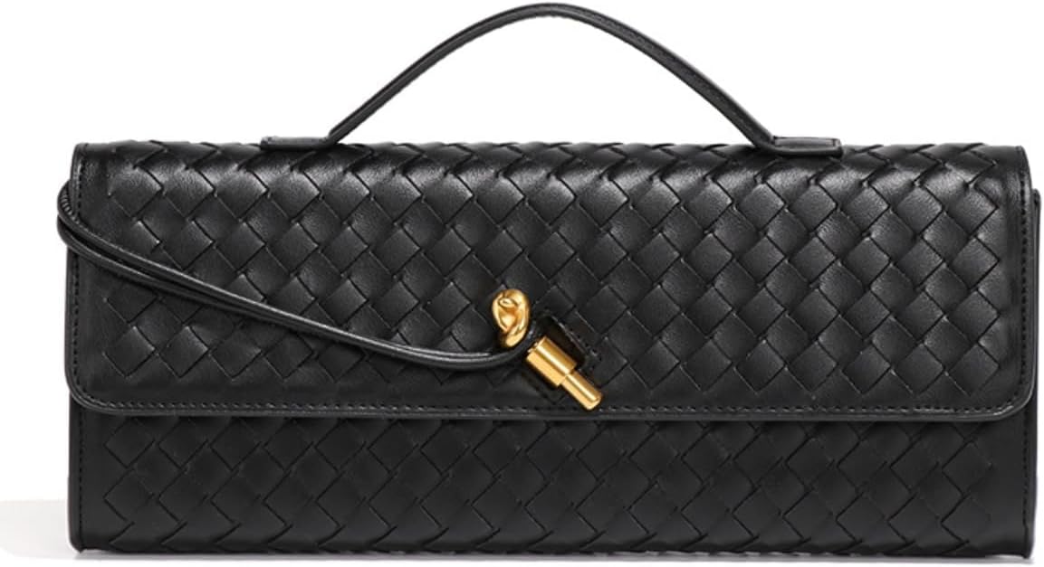 Trendy Woven Evening Clutch Purses Women Underarm Shoulder Handbag Cute Satchels Crossbody Purse PU Leather Wallet