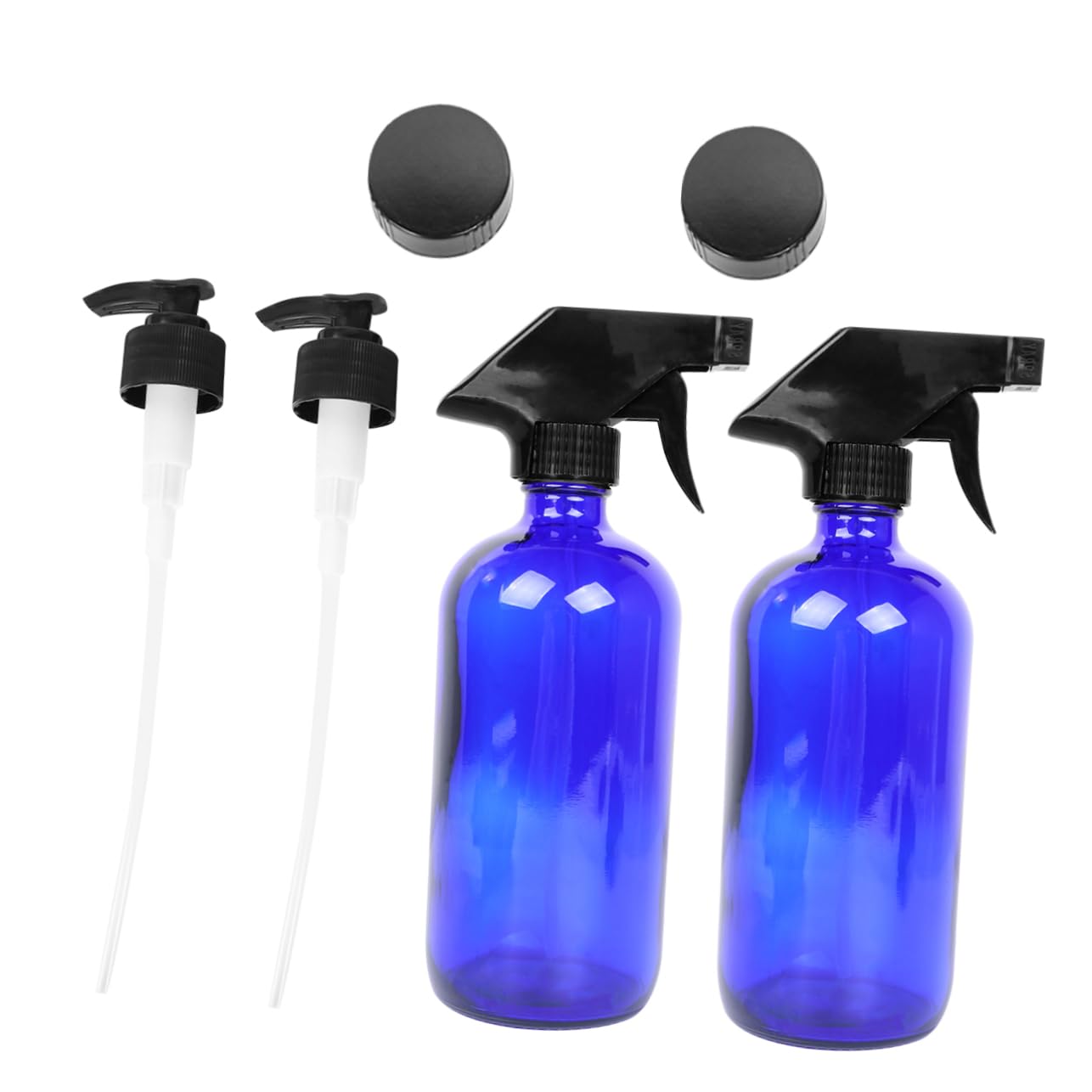 PACKOVE Bottiglia Spray in Vetro 500ml Pompa Pressione e Coperchio, Set da 2 Bottiglie Reutilizzabili per Profumo e Trasporto Viaggio