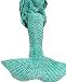 Hughapy knitted Mermaid Tail Blanket for Adults Teens,Kids Crochet Snuggle Mermaid,All Seasons Seatail Sleeping Blanket (71"x32", BL Mint)