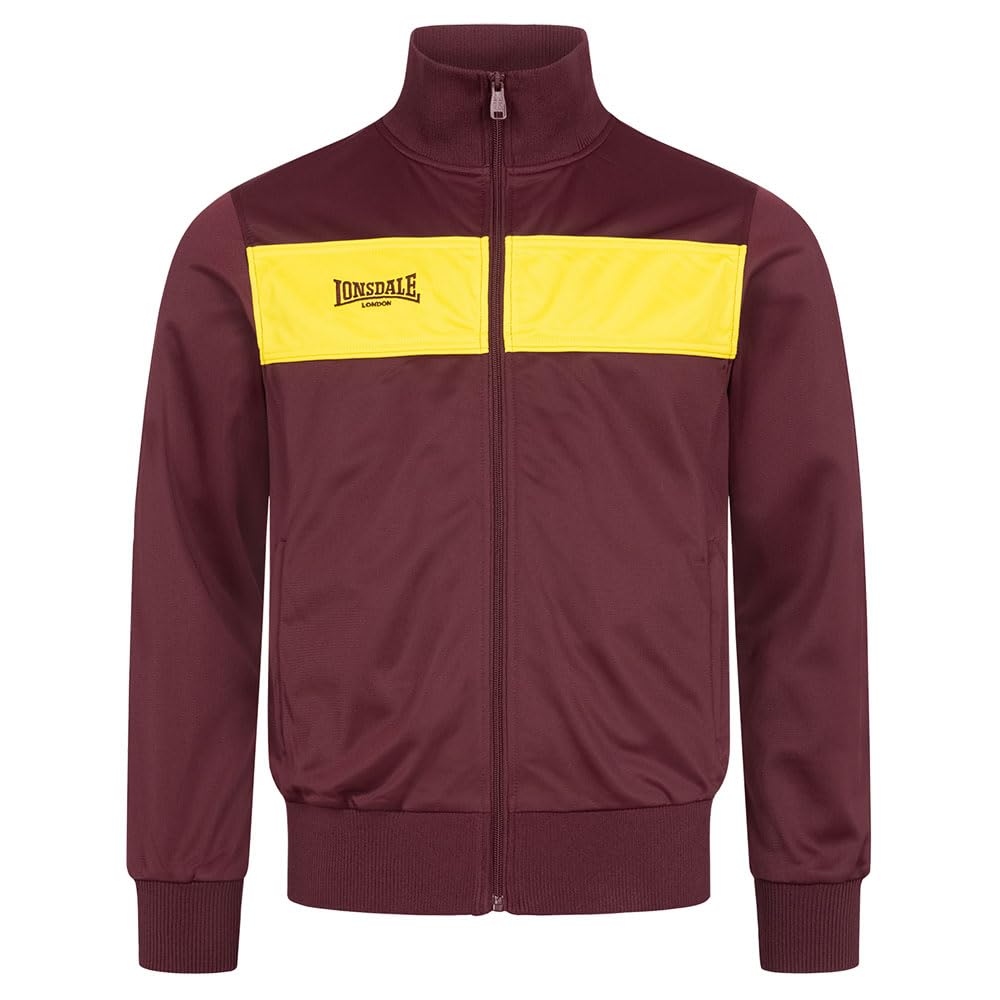 Lonsdale Męska kurtka treningowa wąski krój ALNWICK, Oxblood/Yellow, XL, Oxblood/Yellow, XL