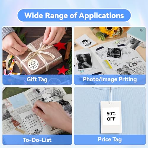 Image of Phomemo 2 inch Adhesive Sticker Printer Paper Thermal Labels, White | 3 Rolls 53mm for Phomemo M02 /M02S /M02 Pro /M04S Pocket Bluetooth Thermal Printer, 50mm x 3.5m