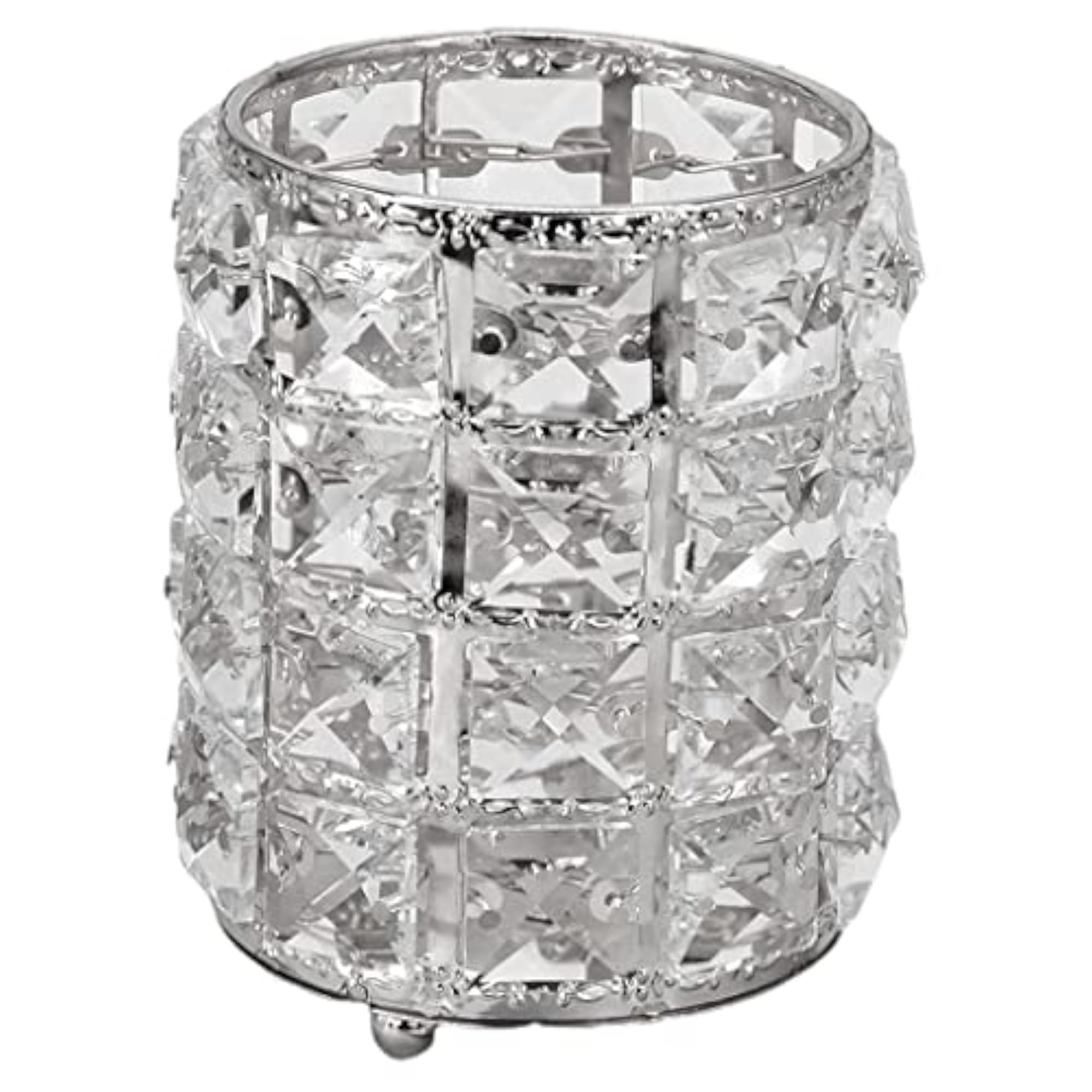 Women's Crystal Makeup Storage Brush Holder, Silver