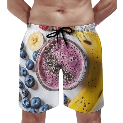 Men's Swim Trunks Quick Dry Board Shorts with Pockets Beach Shorts A Glass of Fruit Smoothie Bathing Suits for Men - Main Image