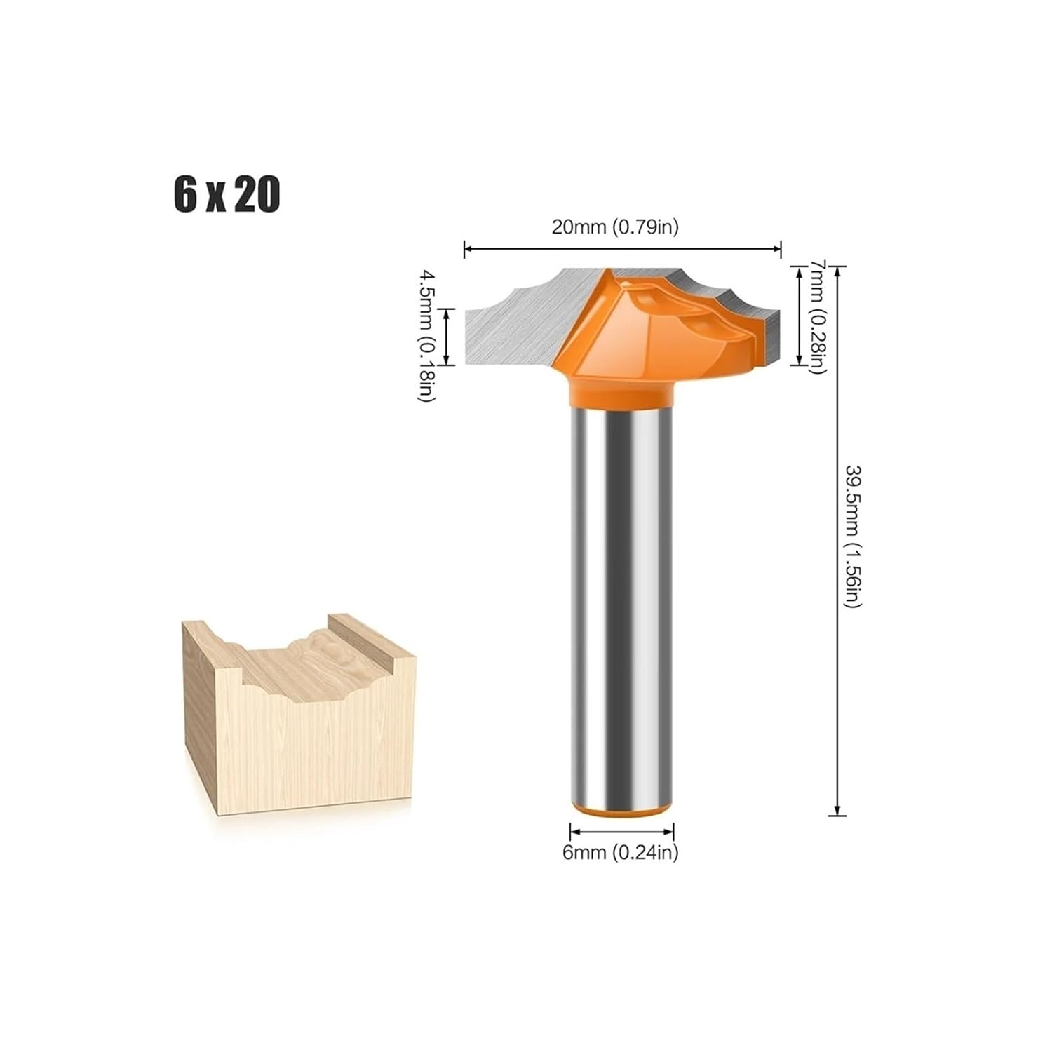 6mm 1/4" Shank Raised Panel Router Bit Door Window Cove Line Milling Cutter Woodworking Cutting for Wood Tools(03)