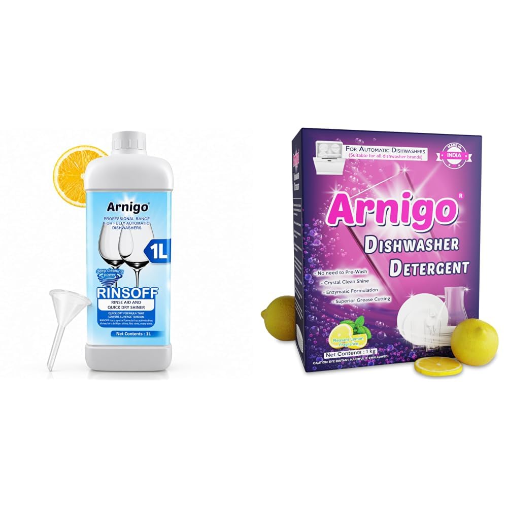 Arnigo Dishwasher Rinse Aid 1000 ML Liquid - Shine and Dry | Suitable for All Brands Dishwasher Machines & Dishwasher Detergent Powder Suitable for All Brands Dishwashers, Enzyme Rich Formula, No Need-image-38