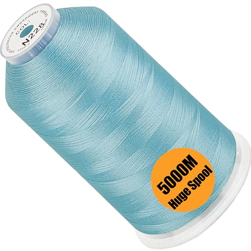 Image of New brothread - Single Huge Spool 5000M Each Polyester Embroidery Machine Thread 40WT for Commercial and Domestic Machines - Baby Blue(Janome Color)