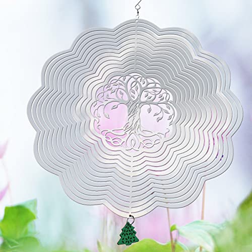 Gelfort Wind Spinners 12 Inch Outdoor And Indoor Christmas Decorations, Halloween Decor,Stainless Steel Metal Wind Sculptures & Spinners (Tree) #TOP3