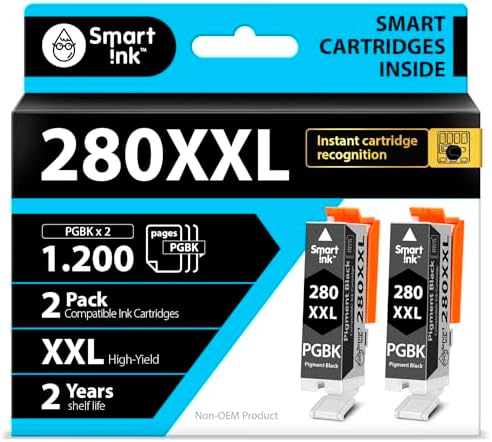 Smart Ink Compatible Ink Cartridge Replacement for Canon PGI-280XXL 280 XXL PGI280 to use with TR8520 TS9120 TS6120 TR7520 TS6220 TS6320 TS8220 TS8120 TS8320 TS702 (2 PGBK, Pigment Black Pack Combo)