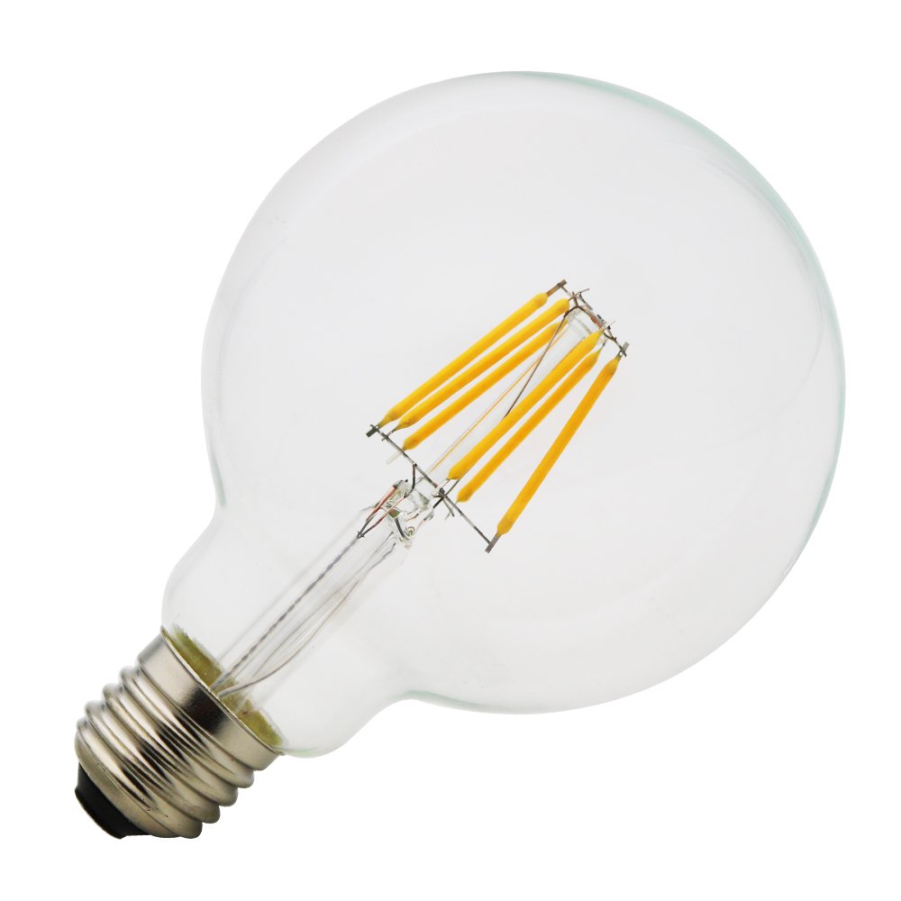 E27 G95 LED Edison Bombillas, bombillas de bajo consumo, respetuoso con el medio ambiente 6W AC220 V, ultra delgado cristal, cristal transparente con alta transmisión,12 pieza
