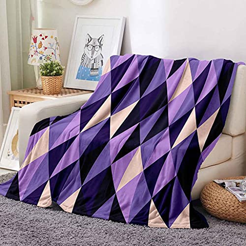Couverture polaire 150x200cm avec imprimé géométrique 3D violet à offrir