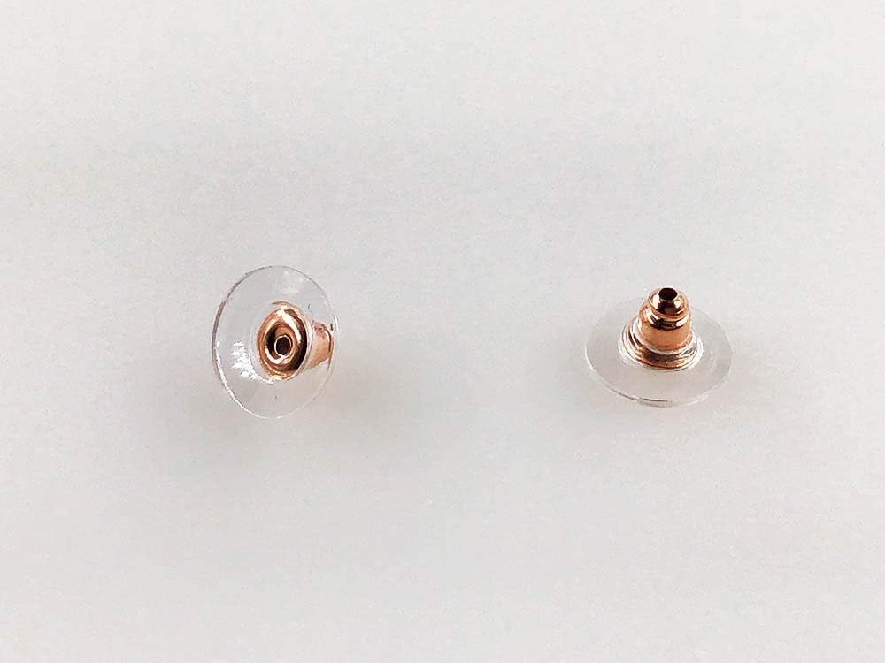 SWOPPERRY Earring Back Stoppers Jewellery Tools Findings Golden Bullet Clutch with Silicone Rubber Pad/Earring Stopper Golden Back (Rose Gold 100 Pairs Approx) 3