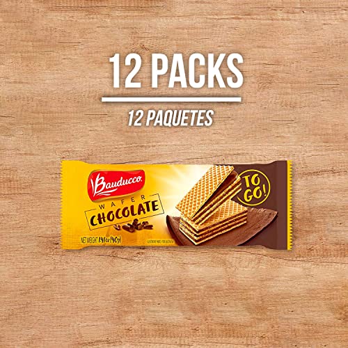 Image of Bauducco Mini Crispy Wafer Cookies, Single Serve, Chocolate, 1.41 oz., Box of 12