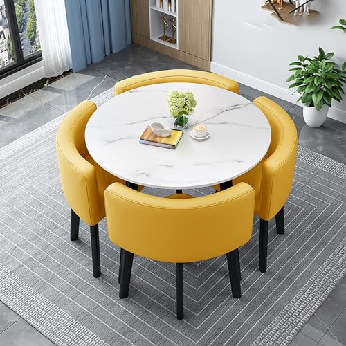 Genérico Juego de Mesa de Conferencia Redonda para 4 Personas, Mesa de Comedor compacta para Cocina con sillas, Ideal para Espacios pequeños, Muebles de recepción y salón de Oficina - Tamaño: Estilo