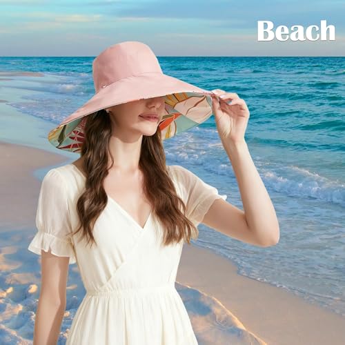 KAICAILA Women Bohemian Reversible Floral Sun Hat Wide Brim Fishing Hats - image 7