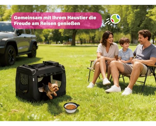 Zedelmaier Hundebox Faltbar Hundetransportbox, XL 81x58x56cm, robust Transportbox für Hund & Katze Groß Hundetasche Auto Haustiertransportbox für Unterwegs & Zuhause Schwarz