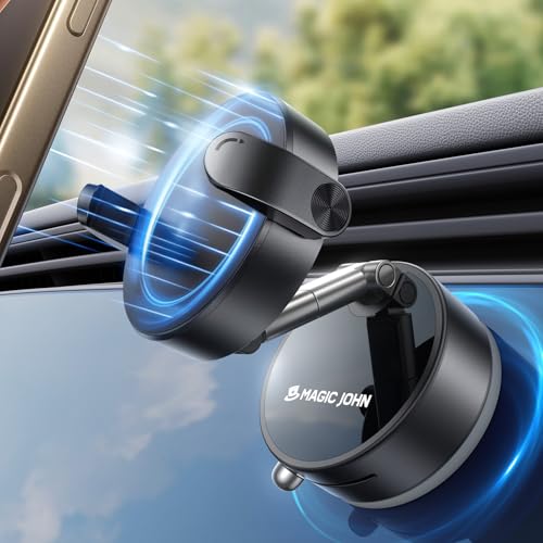 MAGIC JOHN Upgrade Ultra Magnetic Phone Holders for Your Car Foldable Car Phone Holder Mount for Dashboard 360 Rotatable Magnetic Phone Holder for Car Magnetic Car Mount for iPhone All Cell Phones