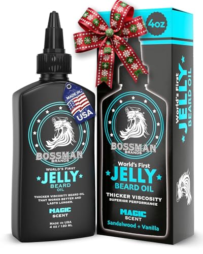 Bossman Jelly Beard Oil for Men (4 oz, Magic Scent) – Softens, Moisturizes & Conditions with Natural Ingredients