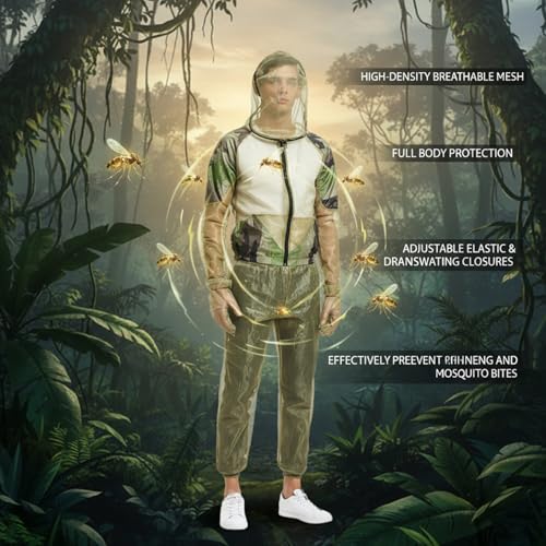 Mosquito Suit Set de 4 Piezas - Ropa Transpirable con Malla para Mosquitos con Puños Ajustables para Pesca, Camping y Senderismo miniatura 5