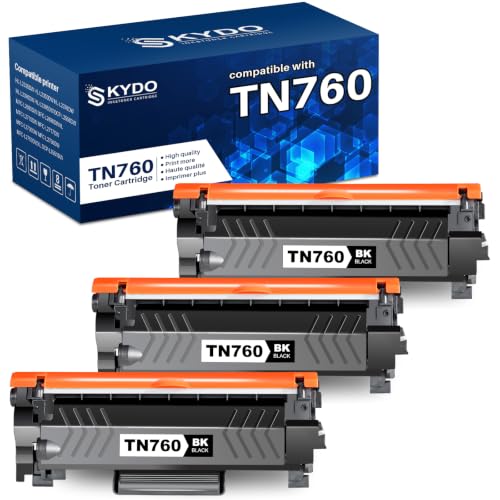 Image of Skydo TN760 Toner Compatible for Brother TN 760 Toner Cartridge | TN-760 TN-730 Cartridge Work with MFC-L2710DW MFC-L2750DW HL-L2350DW HL-L2370DW DCP-L2550DW HL-L2395DW Printer 760 (3 Pack)