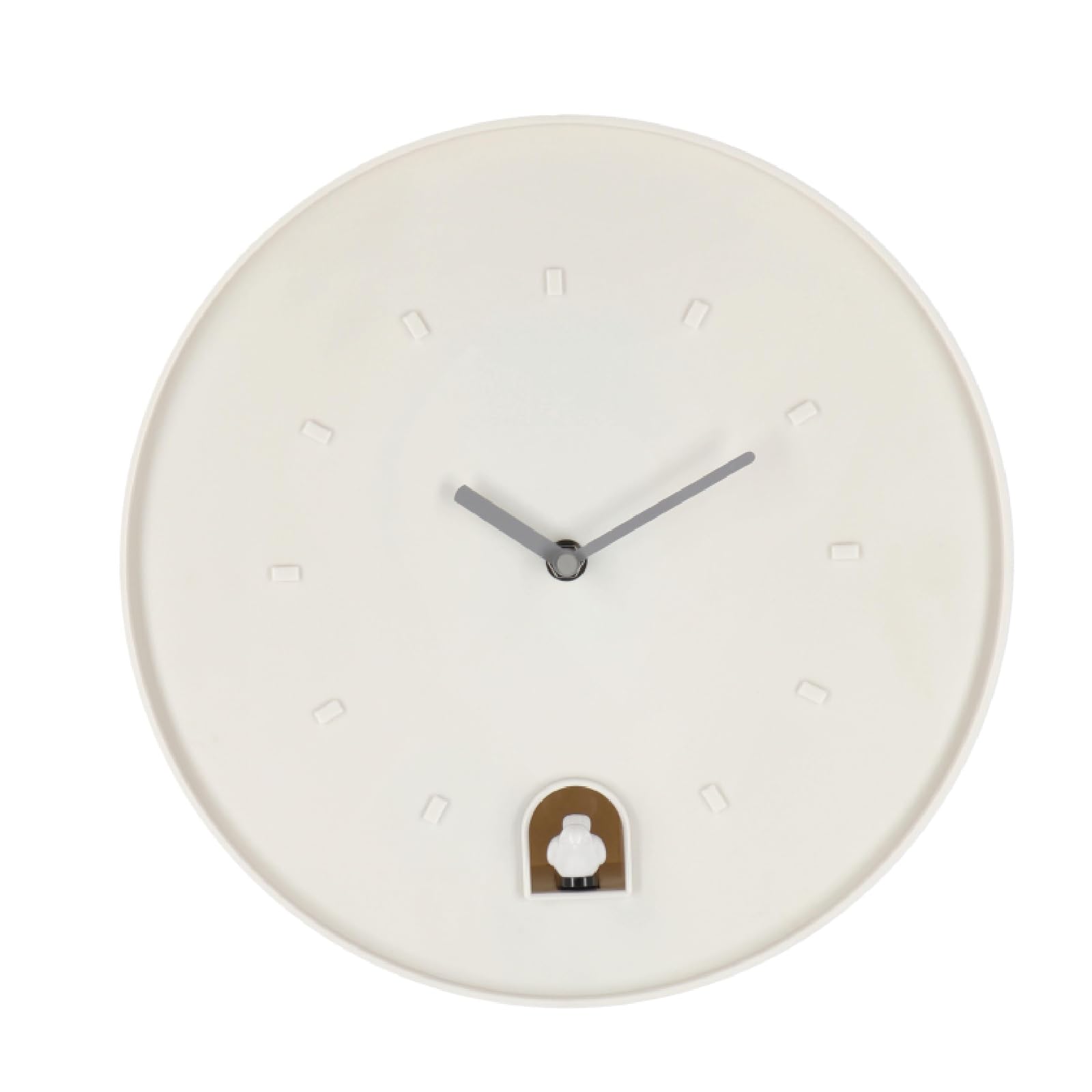 Decor Space Orologio da parete Damian con cucù in plastica Ø30x8 cm a batteria (Bianco)