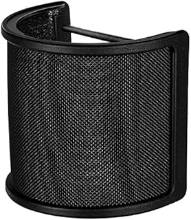 Microphone Pop Filter Metal Mesh and Foam Layer Mic Cover Handheld Microphone Windscreen Wind Screen Mount for Vocal Recording, YouTube Videos, Streaming, Black