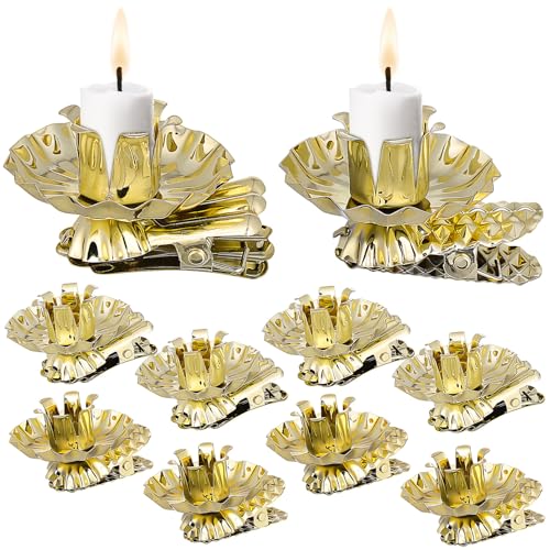 GLEAVI Lot de 20 Pinces Porte-Bougie de Noël en Fer Doré Clips C et M D’Ailes Bougeoirs Décoratifs pour Sapin Support Bougies Festif Décoration D’Arbre de Noël