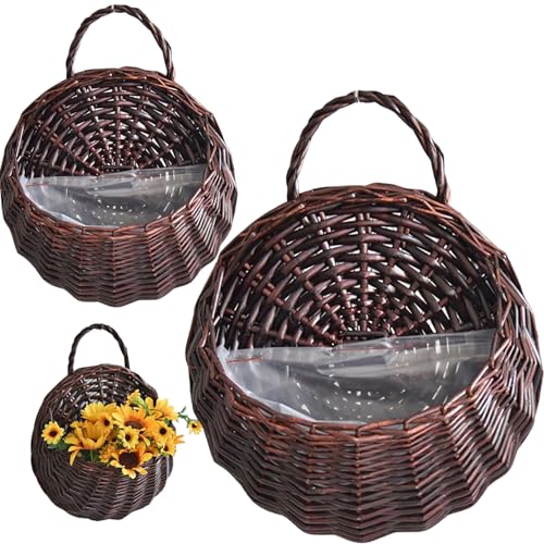 Panier de rangement mural à suspendre en rotin et pot de fleurs vintage pour maison