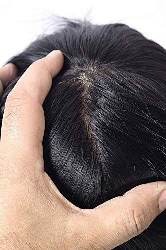 Image of MIRAGE Premium Men's Hair Patch | 100% Human Hair Wig in Natural Brown | Realistic Scalp Look & Feather-Light Feel | Silky Soft & Durable | Luxury Hair System for Elite Grooming | (Natural Black, 7x5)