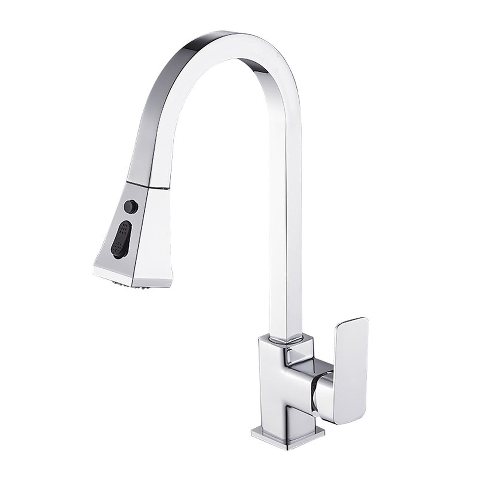 Lmysxaoz Electro Kitchen Faucet, High Arc Single Handle Sink Faucet Solid Brass With Pull Out Sprayer 360 Degree Rotating Hole Faucet,Black(Electro)