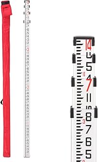 Grade Stick, 14-Foot Dual Sided Aluminum Grade Rod - 10ths, 4 Sections Telescopic Leveling Rod with Bubble Level - Laser Level Stick with Soft Carrying Bag for Construction (14FOOT 10TH)