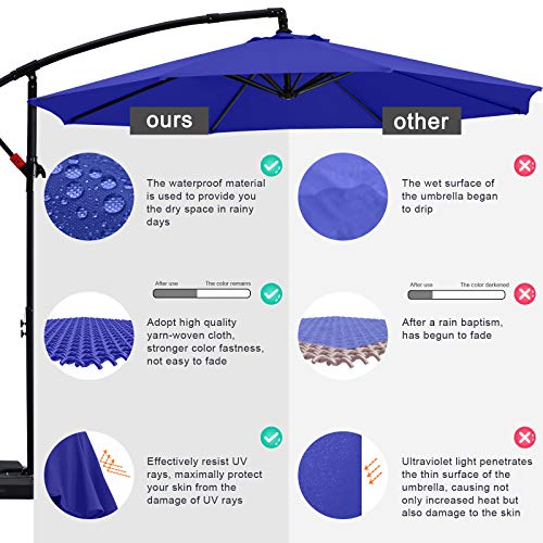 Mastercanopy 9Ft Patio Umbrella,Outdoor Offset Cantilever Umbrella With Crank And Cross Base (Blue) #TOP5