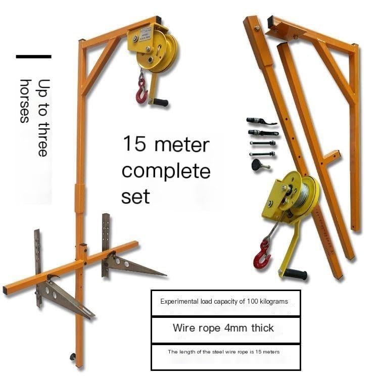 Air-Conditioning Outdoor Unit Hoist, Self-Locking Hand Winch + Bracket, High-Altitude Installation Tool Lift (Color : 5HP Thickened Bracket+10m Winch) (3hp Bracket+15m Winch)